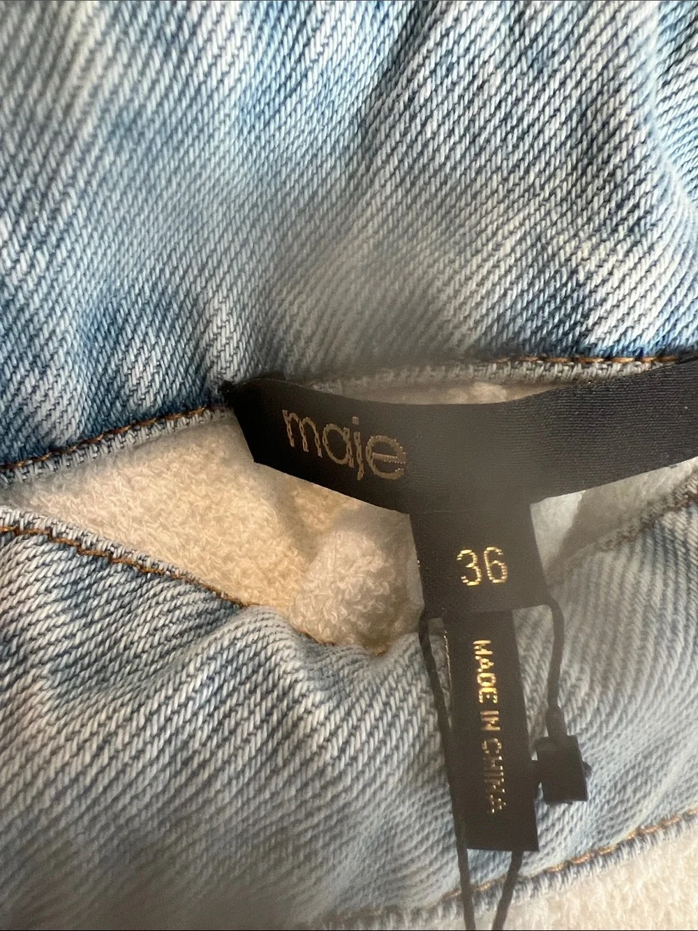 Maje Cream Shorts with Light Blue Trim - Picture 2 of 7